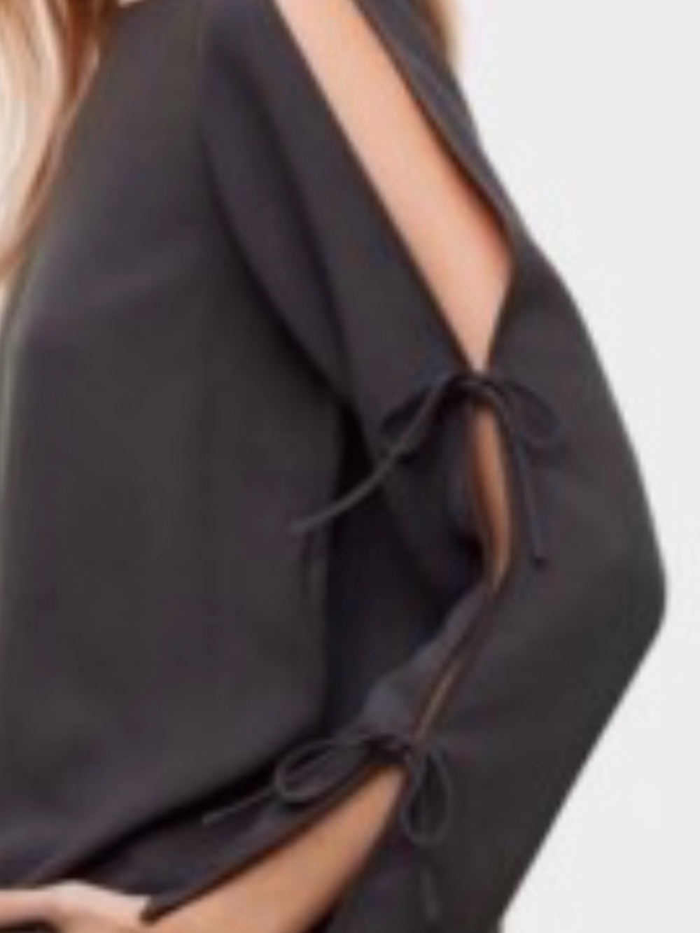 Aritzia Wilfred Black Boatneck Tie-Sleeve Top